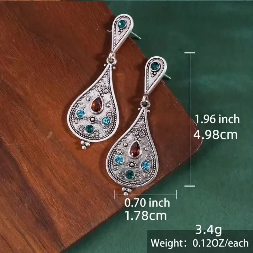 🔅🆕 ✨Bohemian Water Drop Silver Plated Dangle Earrings With Shiny Zircon ✨